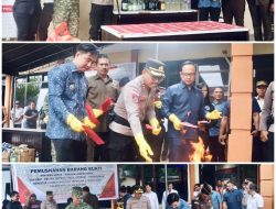 Polres Sangihe Musnahkan Ribuan Liter Miras dan Ratusan Obat Keras