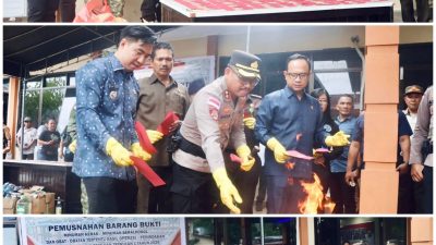 Polres Sangihe Musnahkan Ribuan Liter Miras dan Ratusan Obat Keras