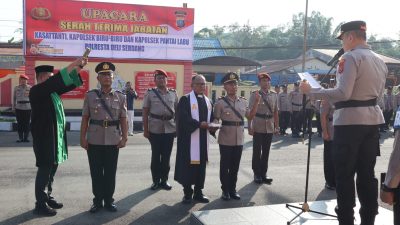 Kapolresta Deli Serdang Lantik dan Serahkan Jabatan Kasat Tahti serta Dua Kapolsek
